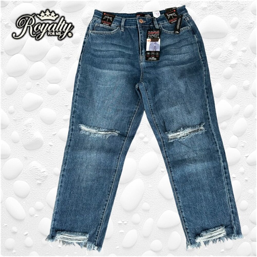 "ROYALTY FOR ME" HIGH-RISE MOM FIT JEANS - 10 NWT